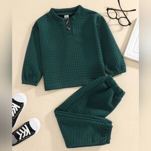 Shein Toddler Boys Quilted Drop Shoulder Pullover & Pants Size 120 (5-6Y) NWOT